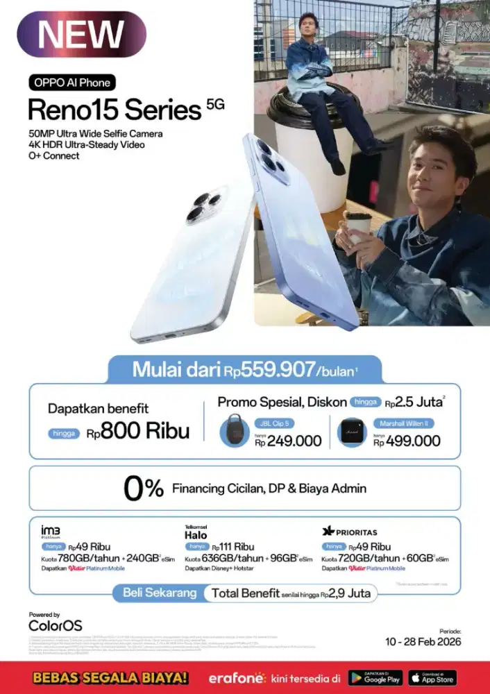 Promo Oppo Reno 15 series dapatkan benefit up to 2.9Jt