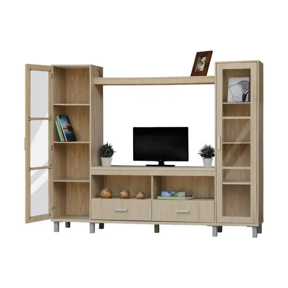 [DIJUAL CEPAT] KIRANA MEJA TV, LEMARI TV KAYU BACKDROP TV RAK PAJANGAN