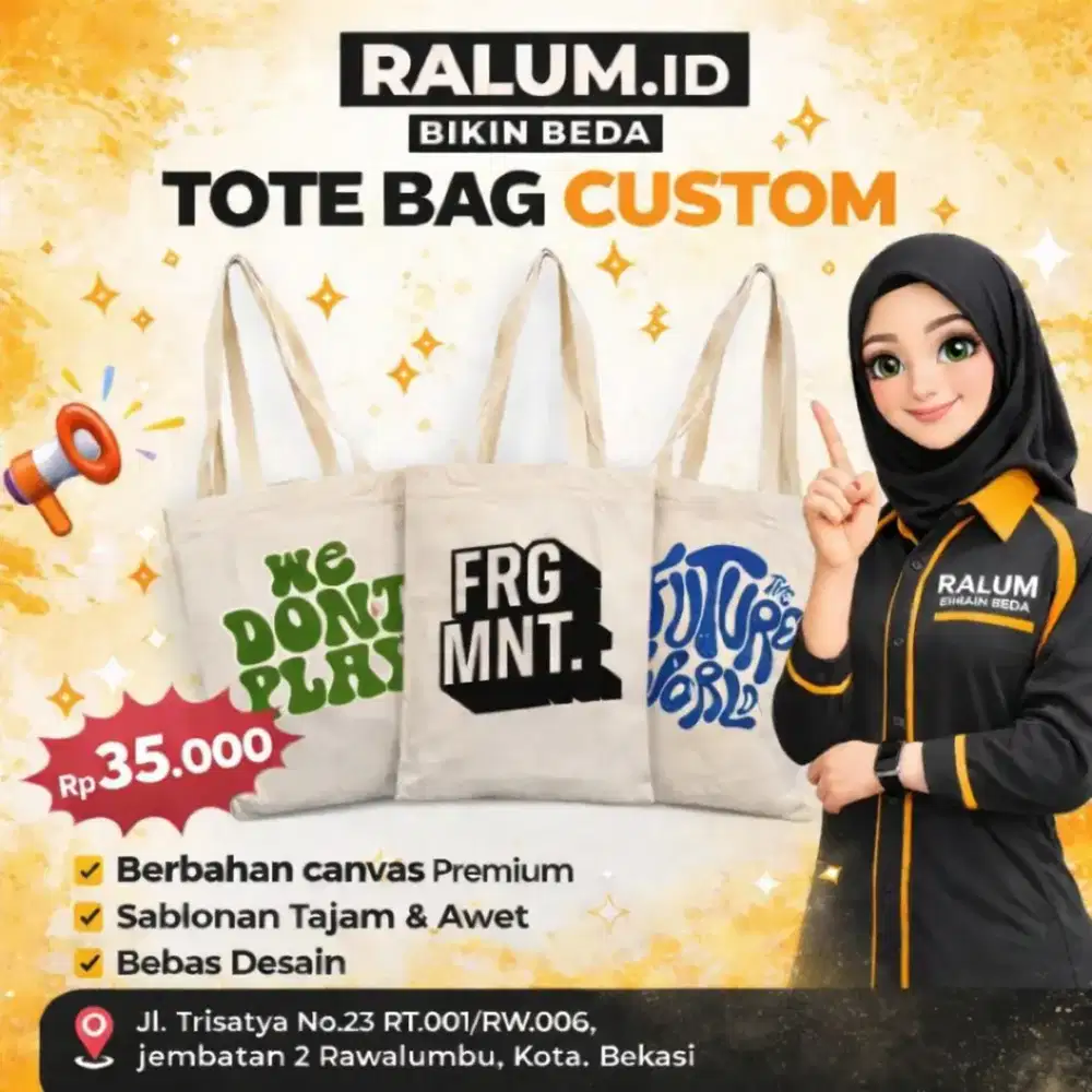 Tote Bag Custom Sablon – Tas Kanvas Polos Cetak Desain Sendiri