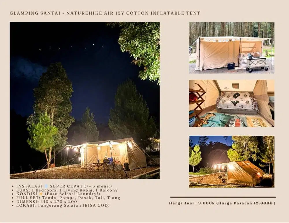 TENDA COTTON AIR 12Y NATUREHIKE NH22ZP013 GLAMPING CAMPING