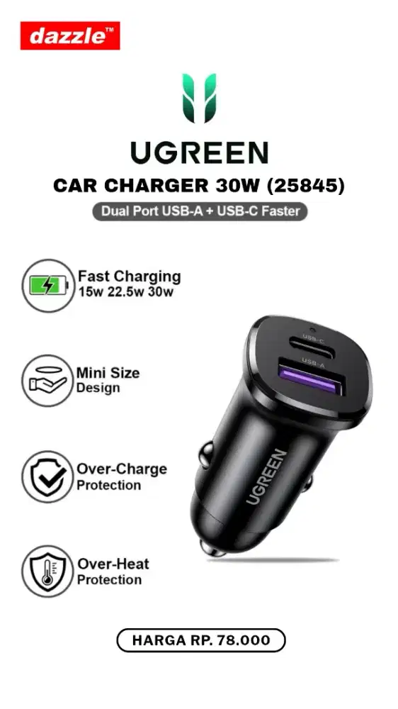 UGREEN CAR CHARGER 30W (25845)