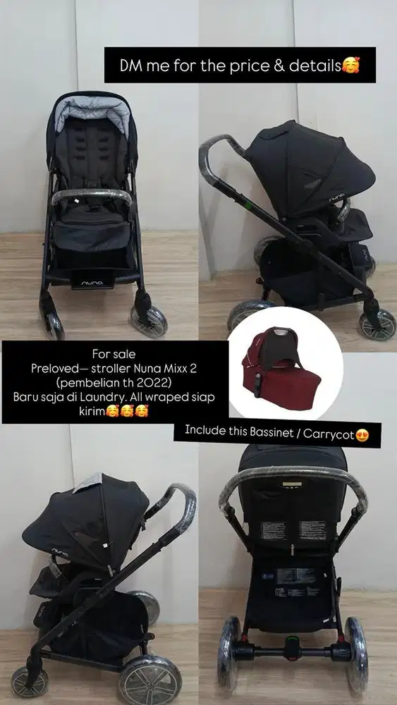 Stroller Nuna Mixx 2 free Bassinet/ Carrycot (baru di laundry)