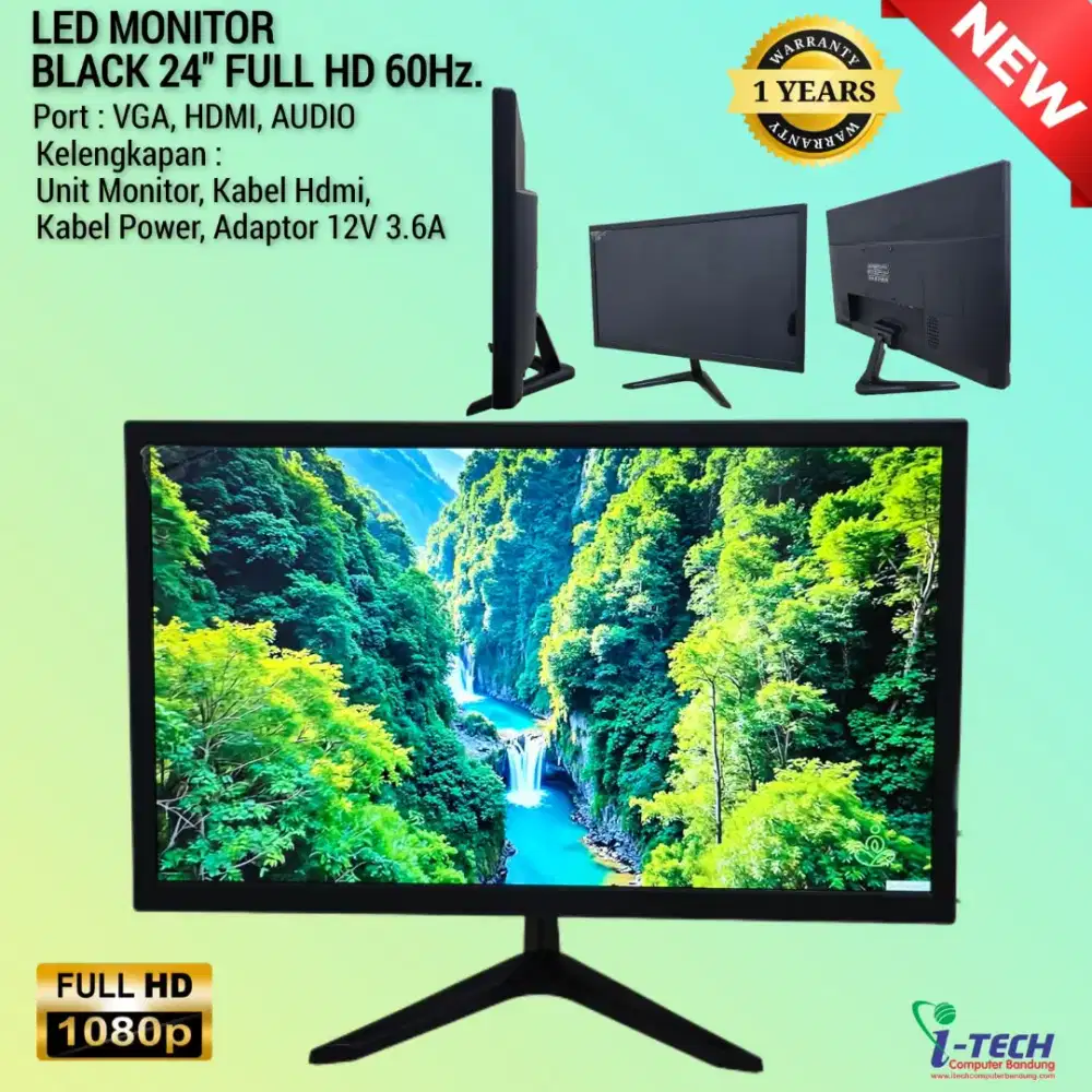 NEW LED MONITOR BLACK 24 FullHD 60Hz