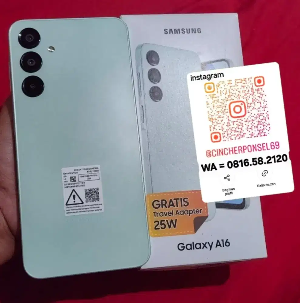 Jual hp SAMSUNG A16 grns resmi  panjang sampai okt 2026 siap pakai
