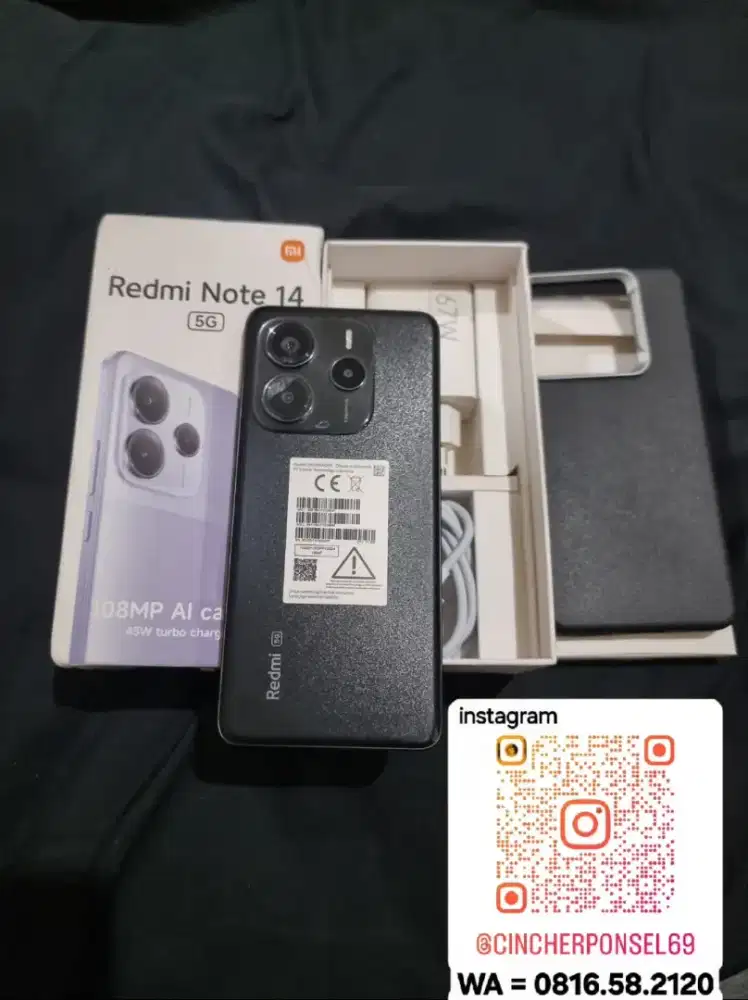 Jual hp likenew REDMI NOTE 14 5G 12/512 istimwa kesehatan baterai 100%