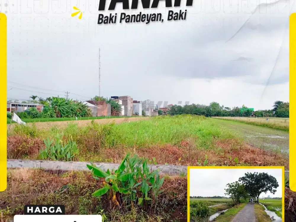 Dijual Tanah Luas Eks Sawah Strategis di Baki Pandeyan Sukoharjo