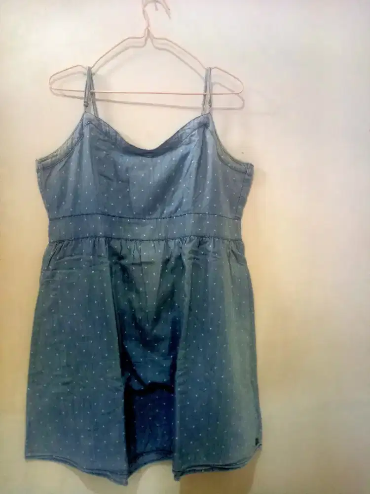 Preloved Dress Denim Polkadot