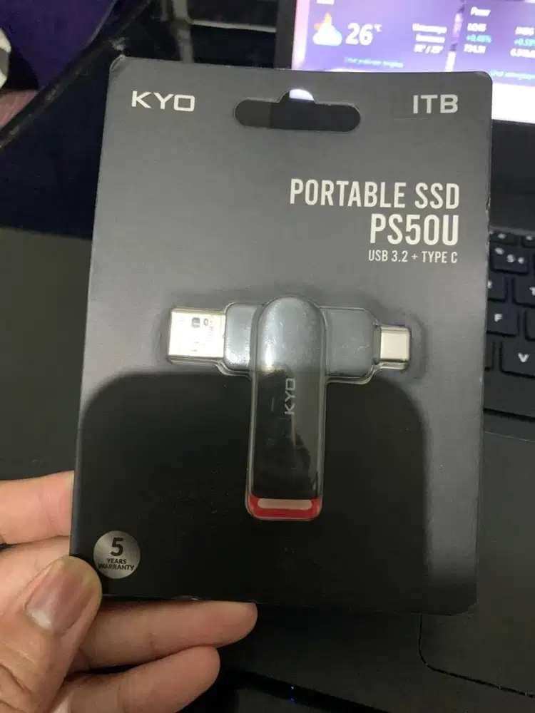 Jual portable ssd usb 3.2 tipe c merek kyo 1 tb bnib original 100%