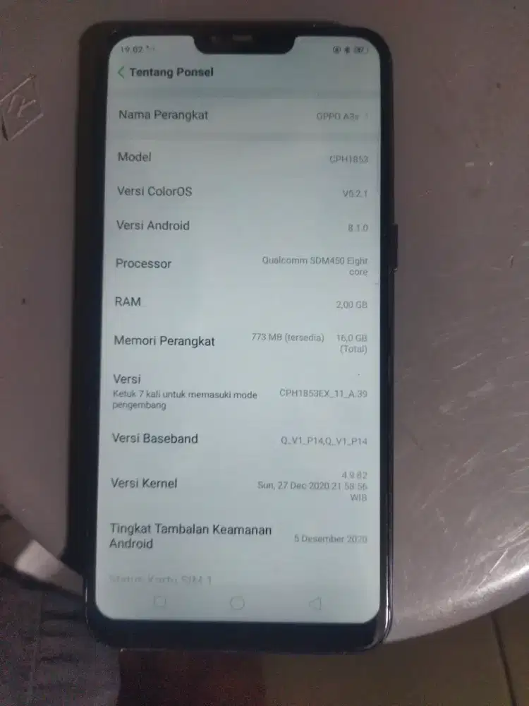 Oppo a3s normmall no minus