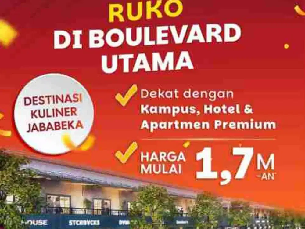 DIJUAL RUKO MALIBU WALK DI BOULEVARD UTAMA JABABEKA RESIDENCE BEKASI START 1,7M