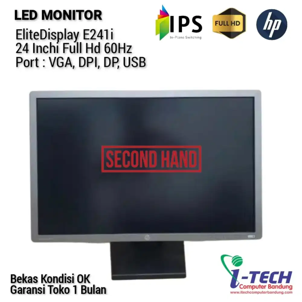 LED MONITOR HP EliteDisplay E241i KAKI BEDA 24 FullHd 60Hz