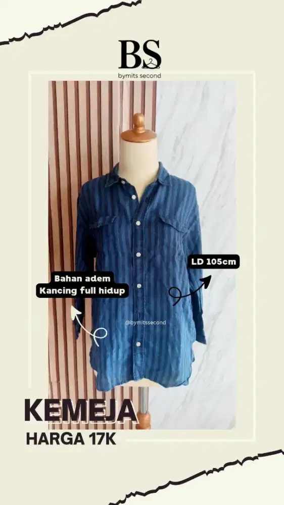 Bymits Second Kemeja Biru Tua