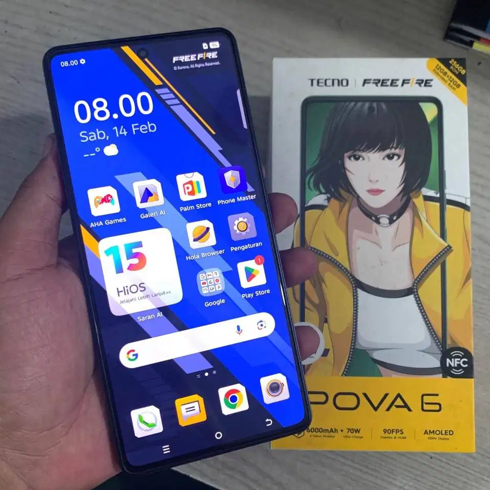 Tecno POVA 6 (RAM 12GB+12GB/256GB) GAMING Fullset 100%
