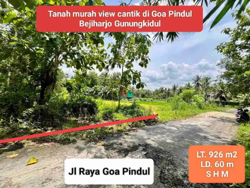 Jual tanah murah shm pinggir jalan raya wisata Goa Pindul Bejiharjo Gunungkidul hanya 125 juta nego