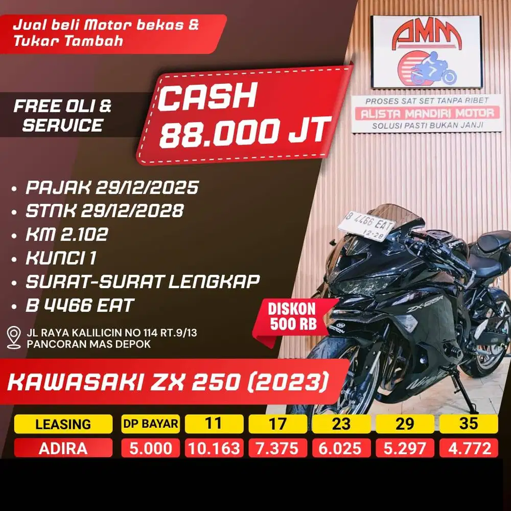 KAWASAKI ZX 250 2023 KM LOW CASH KREDIVO ALLO BANK INDODANA ALISTA