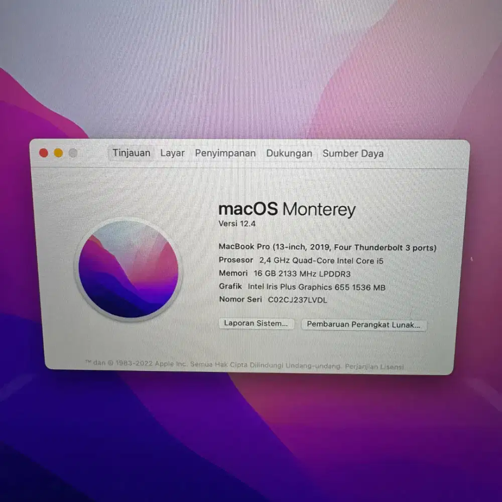 Macbook Pro 2019 iBox Core I5 layar 13 Inch Ram 16 Ssd 256 Space Grey