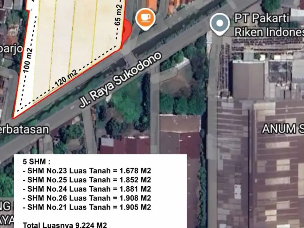 Tanah di Jl. Raya Sukodono - Gedangan, Sidoarjo