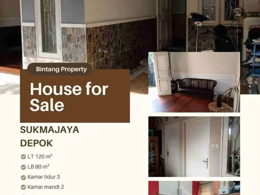 Dijual rumah murah, lokasi strategis di Sukmajaya, Depok