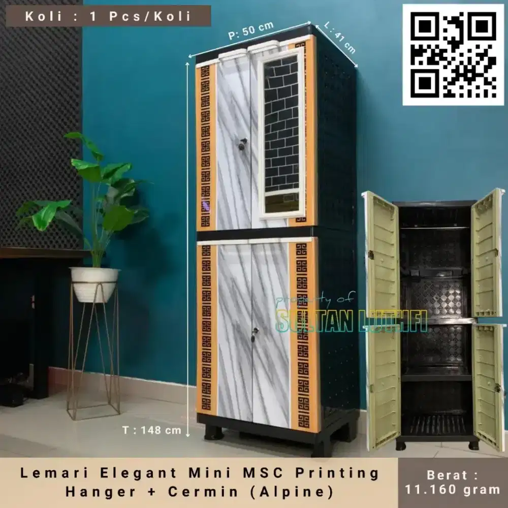 Lemari Elegant Mini MSC Printing Hanger + Cermin (Alpine)