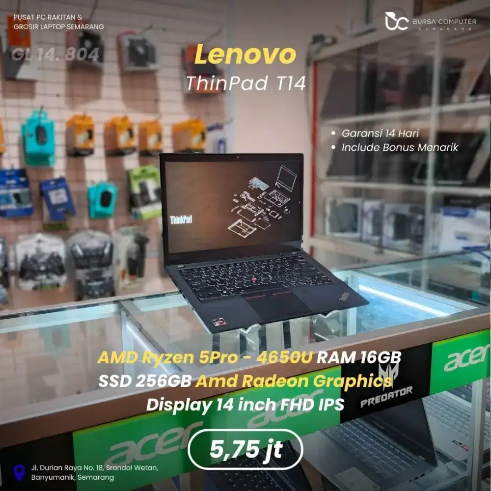 LENOVO Thinkpad T14 Gen 1 | Ryzen 5 Pro 4650U 16GB 256GB