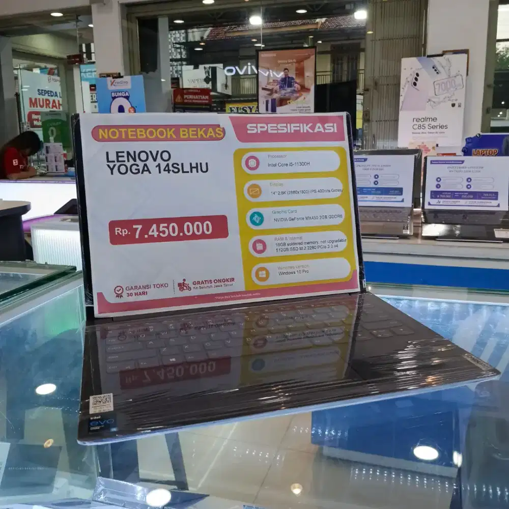 Laptop Bekas Lenovo Yoga Core i5 11300H 16/512GB, Nvida GForce 2GB