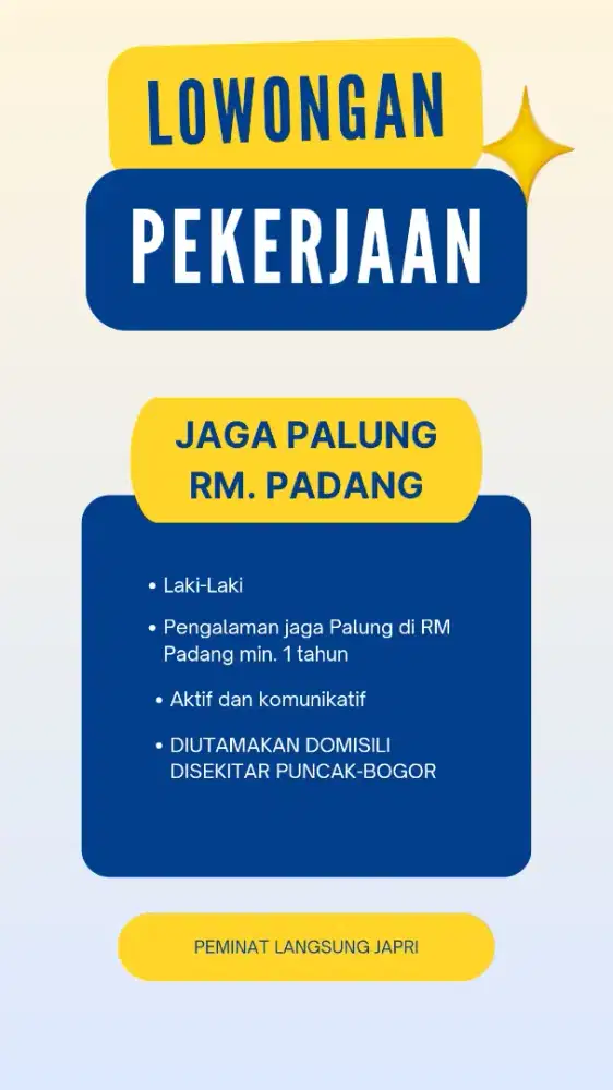 Lowongan kerja - Jaga Palung