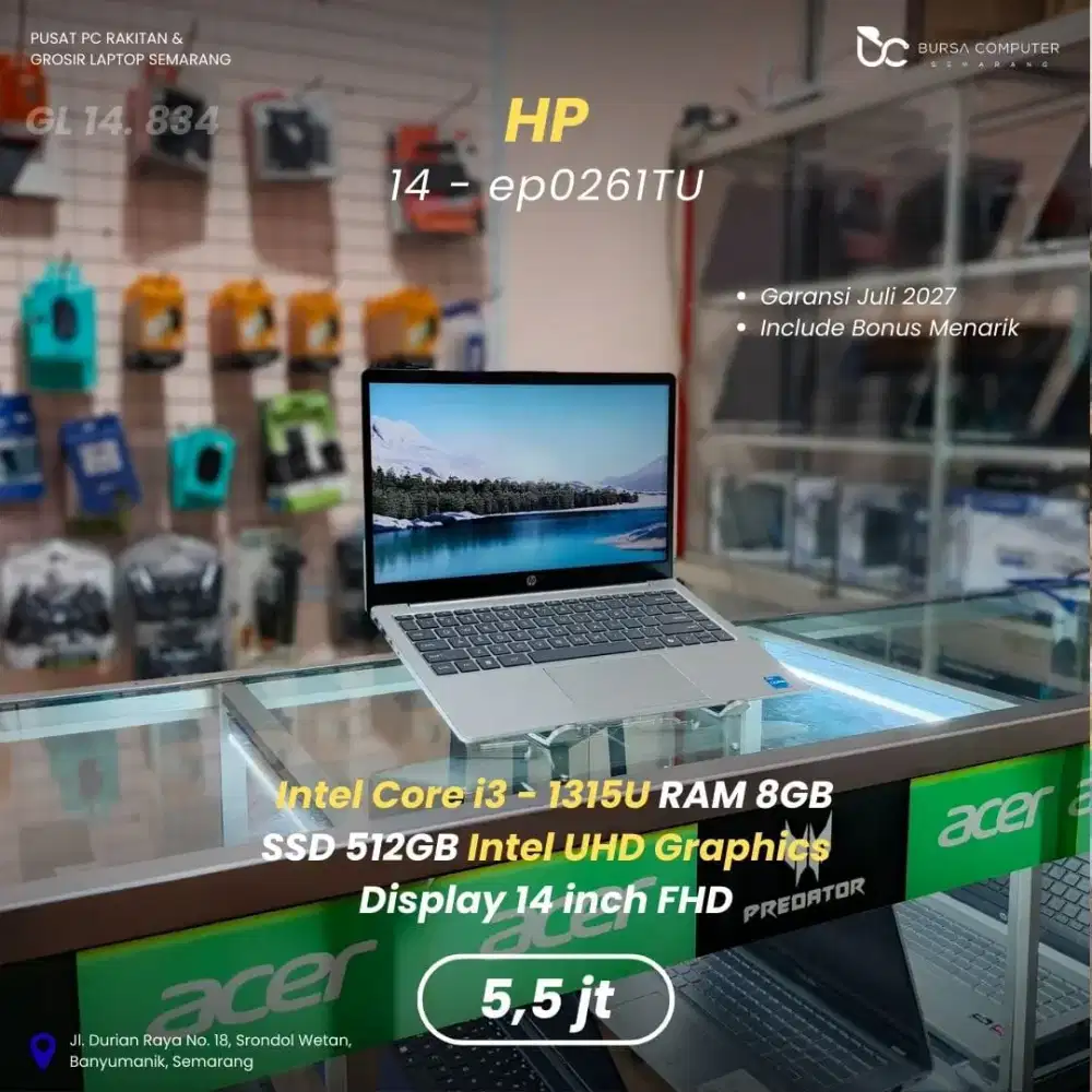 HP 14-ep0261TU | Core i3 1315U 8GB 512GB