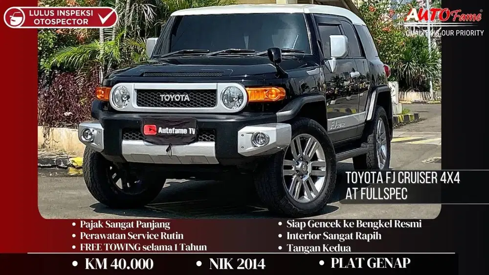 KM 40RB Toyota FJ Cruiser 4x4 AT Fullspec NIK 2014 Black On Black