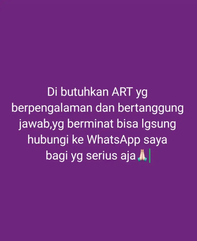 butuh art wanita yg berpengalaman