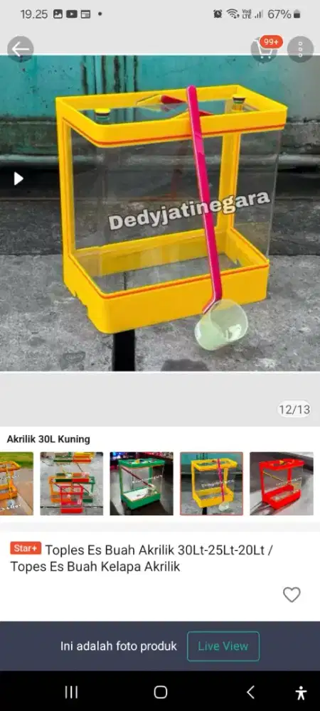 tempat es akrilik 30 liter dan gerobak es