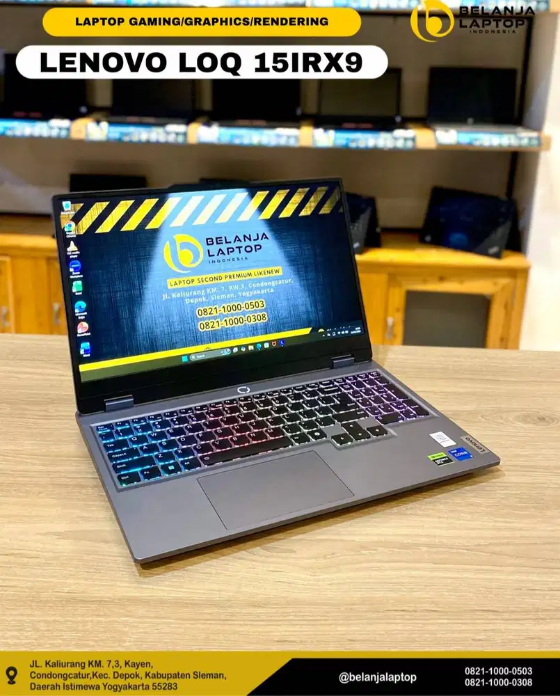 LENOVO LOQ 15IRX9/ intel i5 gen 13/12GB/612GB/RTX 3050/144hz/GARANSI!!