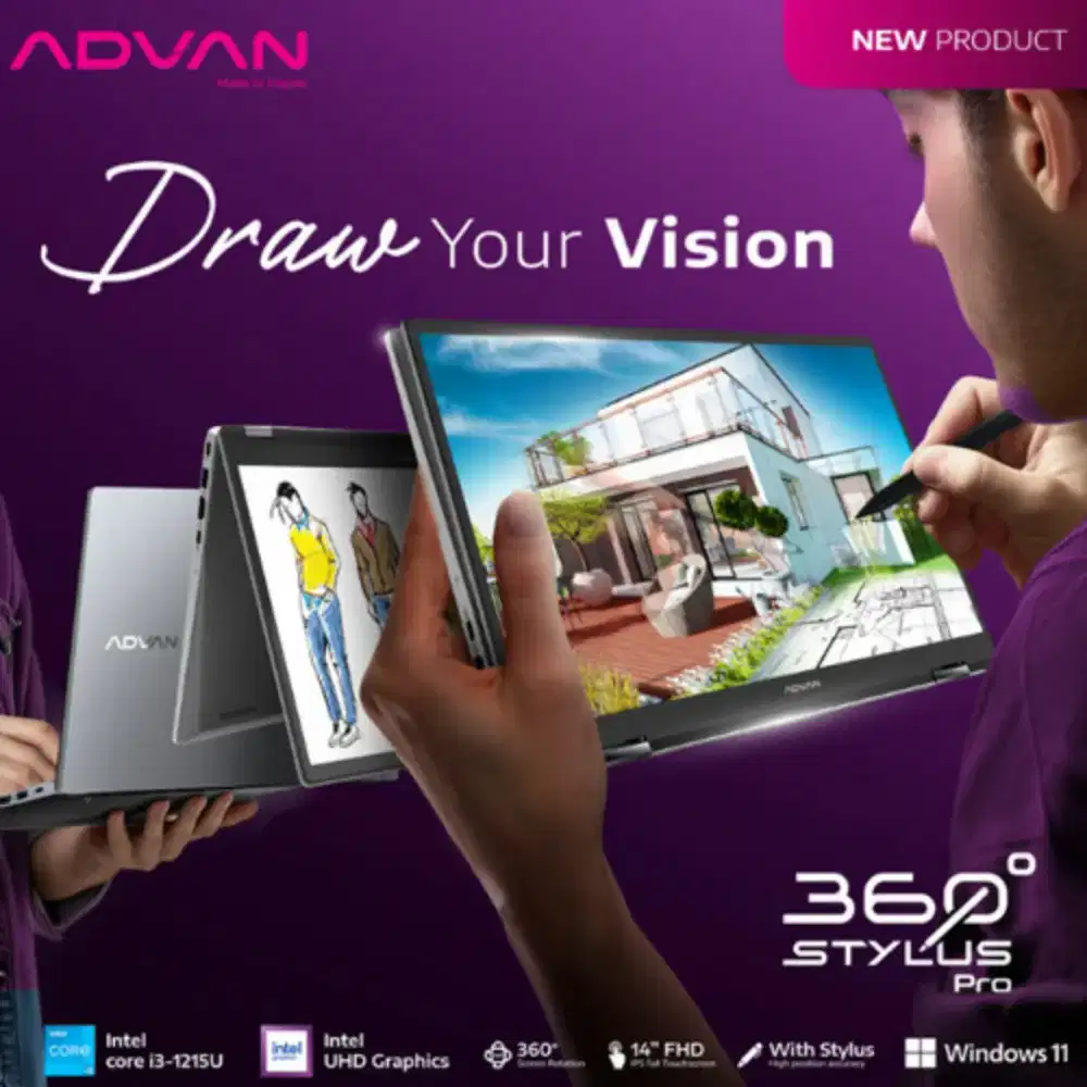 Laptop advan 360 stylus pro ryzen 5