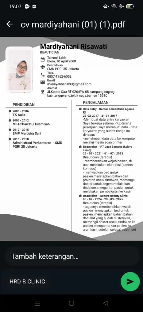 Mencari pekerjaan beautician clinic