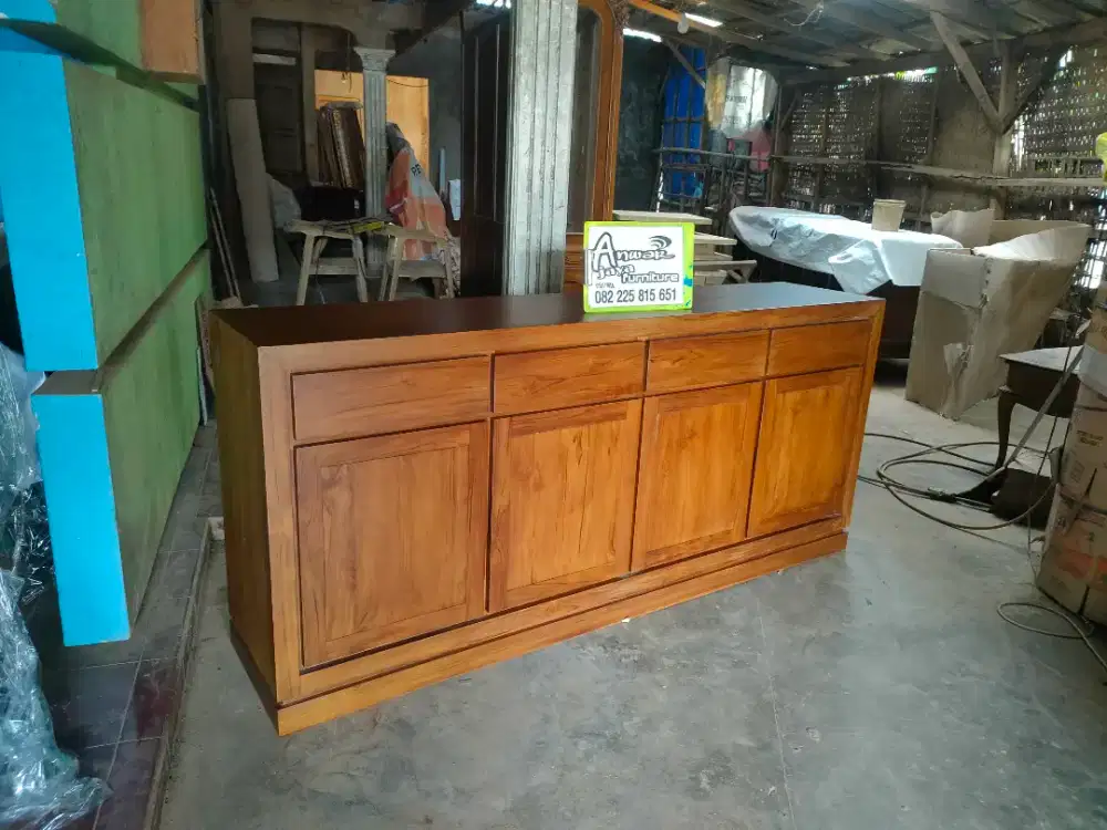 Bufet minimalis tv ready stock siap kirim full kayu jati