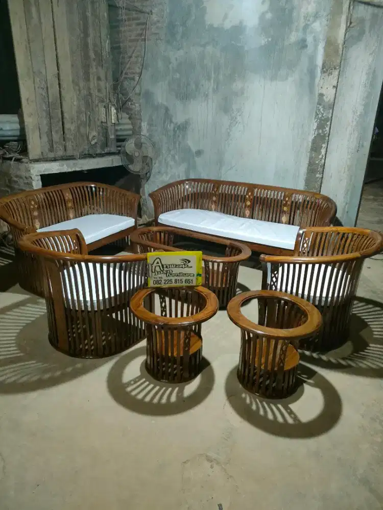 Kursi tamu minimalis kranjang full kayu jati