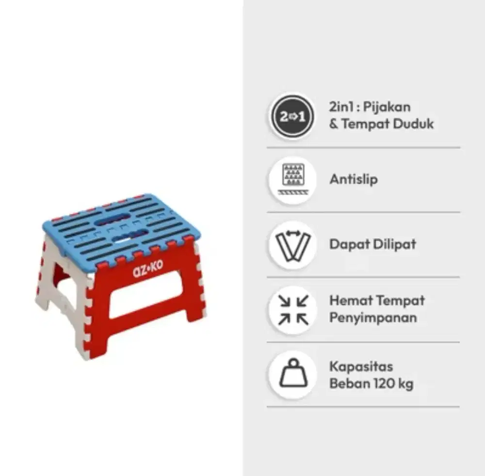Bangku Pijak Lipat 22 Cm - Biru/Merah