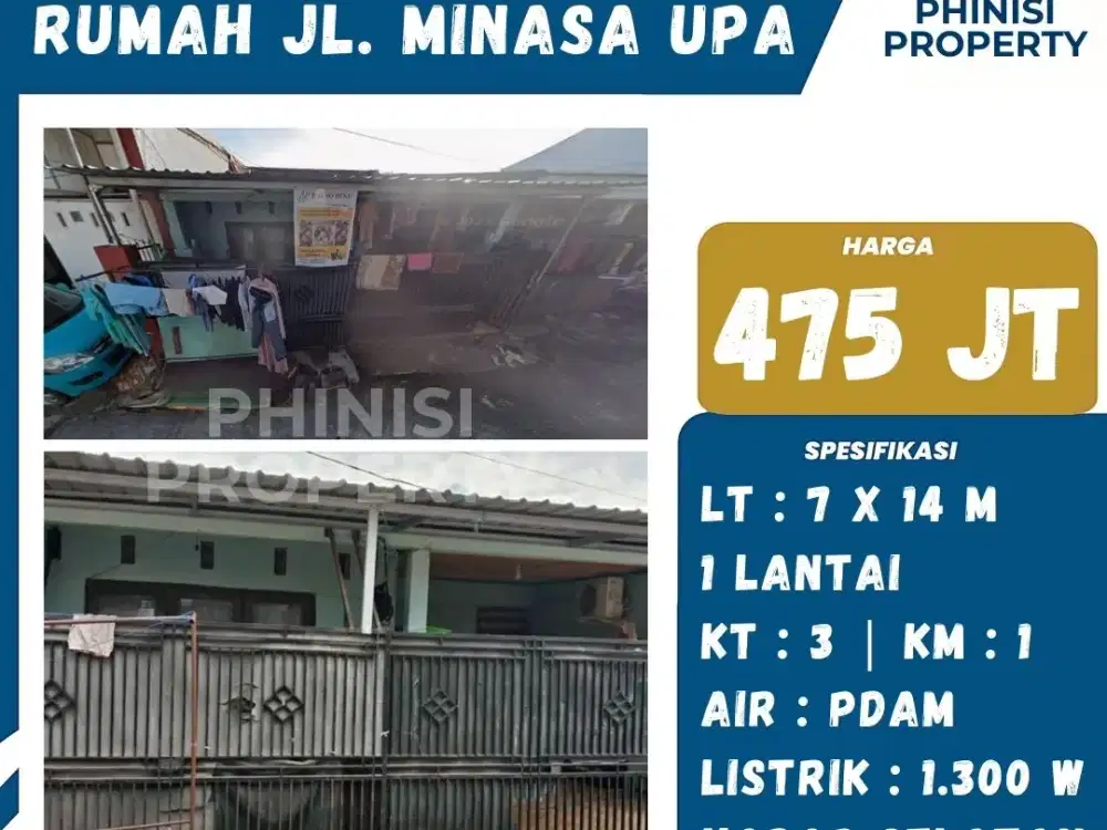 Dijual Rumah 3 Kamar di Minasa Upa