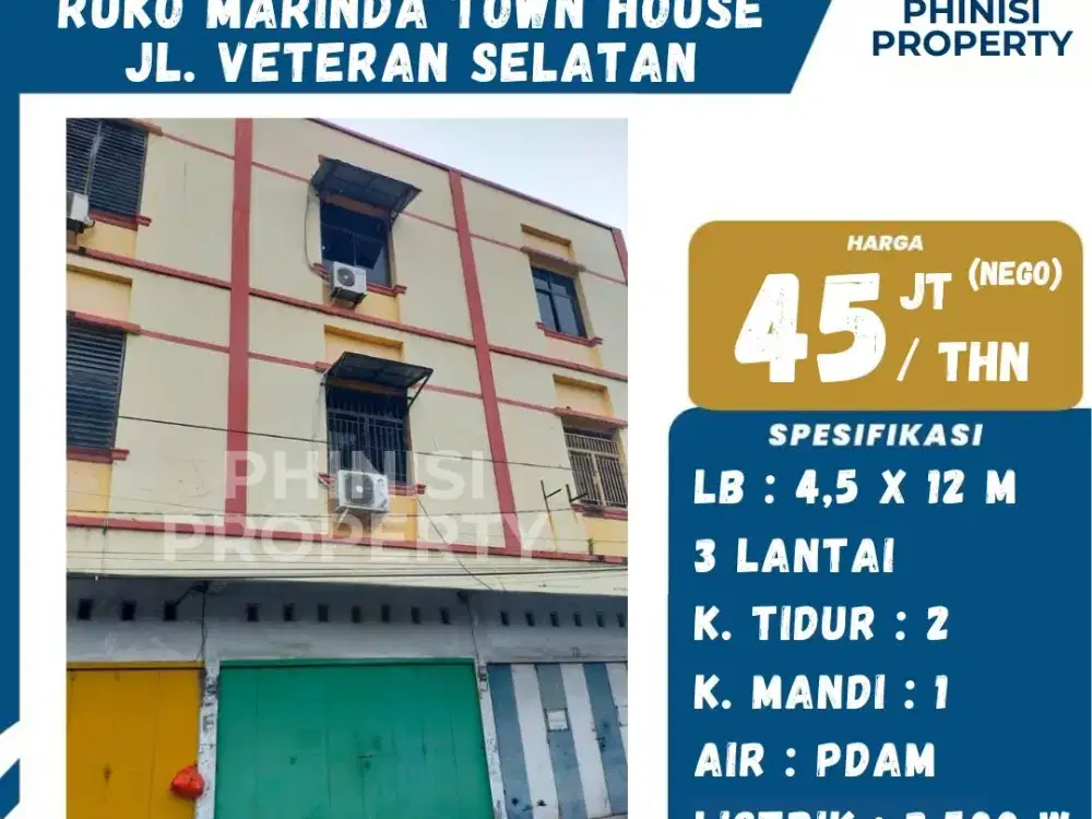 Disewakan Ruko Murah Jalan Veteran Selatan Masuk Kompleks