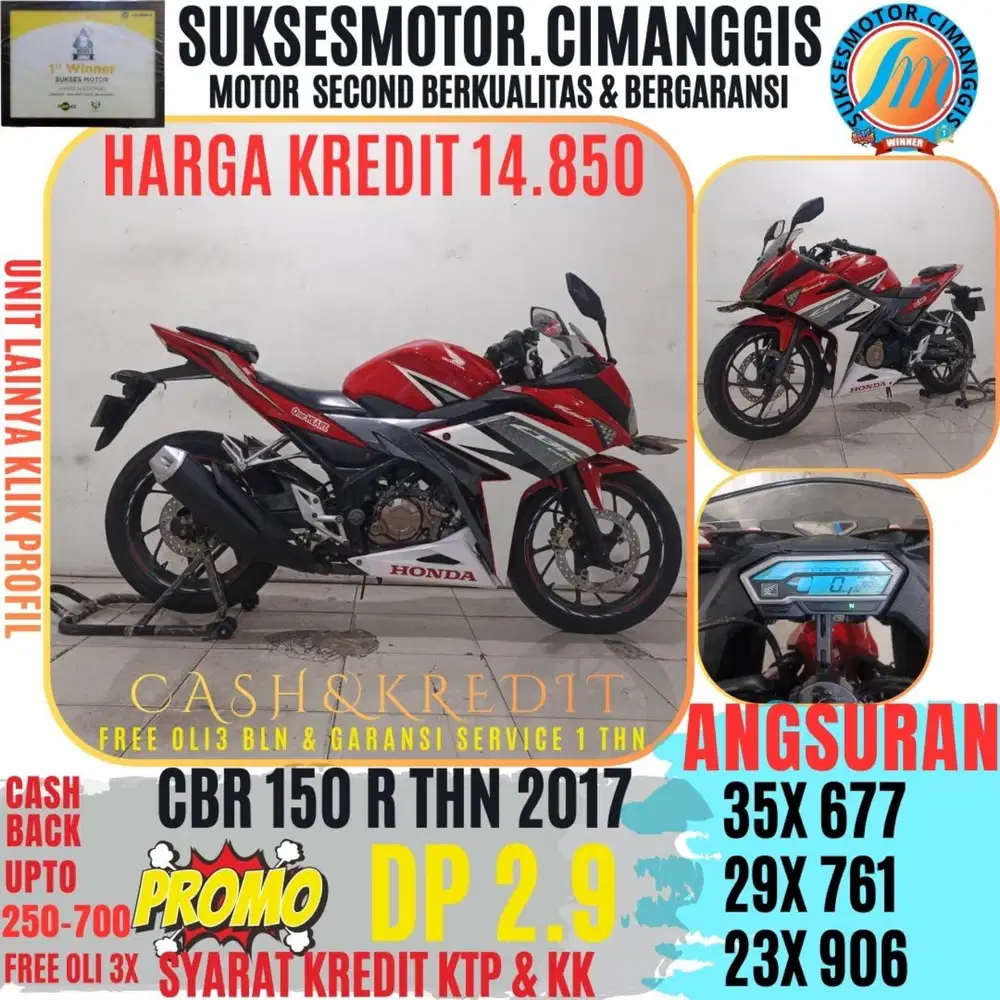 DP 2.9 CBR 150 R PROMOTERMURAH CASHBACK UPTO700RBU FREEOLI3X