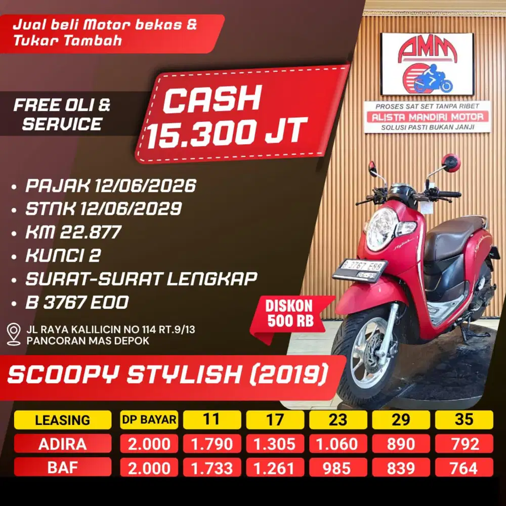 SCOOPY STYLISH 2019. ISTIMEWA SS LENGKAP KREDIT DP 0% VIA KREDIVO DLL