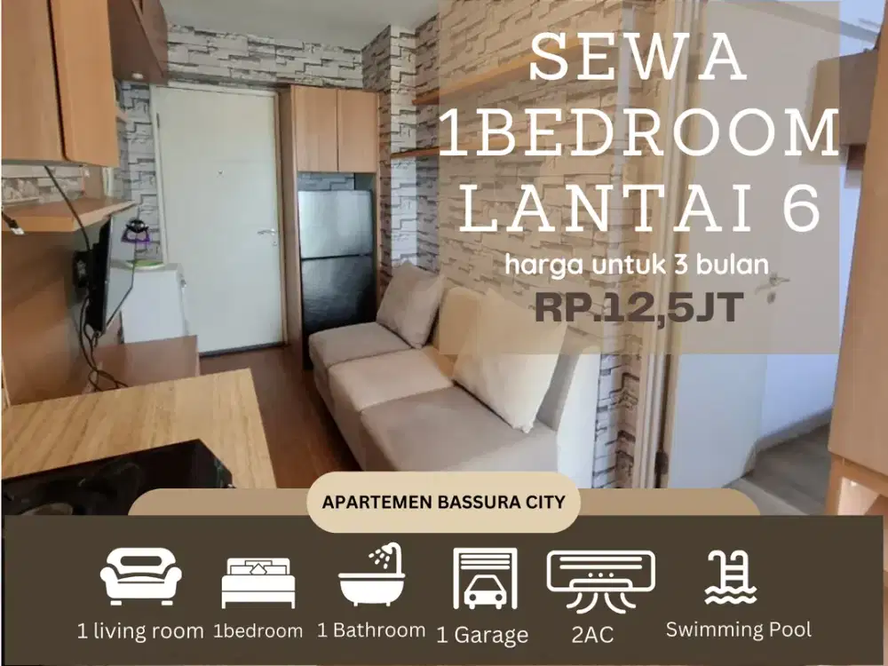 sewa 1 kamar full furnished apartemen dekat mall bassura city