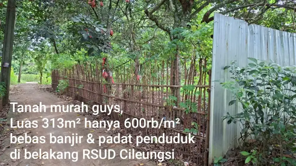 Tanah Strategis LT 313 m² Bebas Banjir di Belakang RSUD Cileungsi