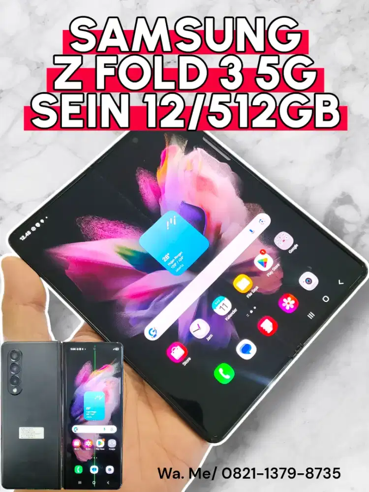 Samsung z fold 3 5G 12/512GB FULLSET LAYAR DEPAN GREEN LINE 1 GARIS