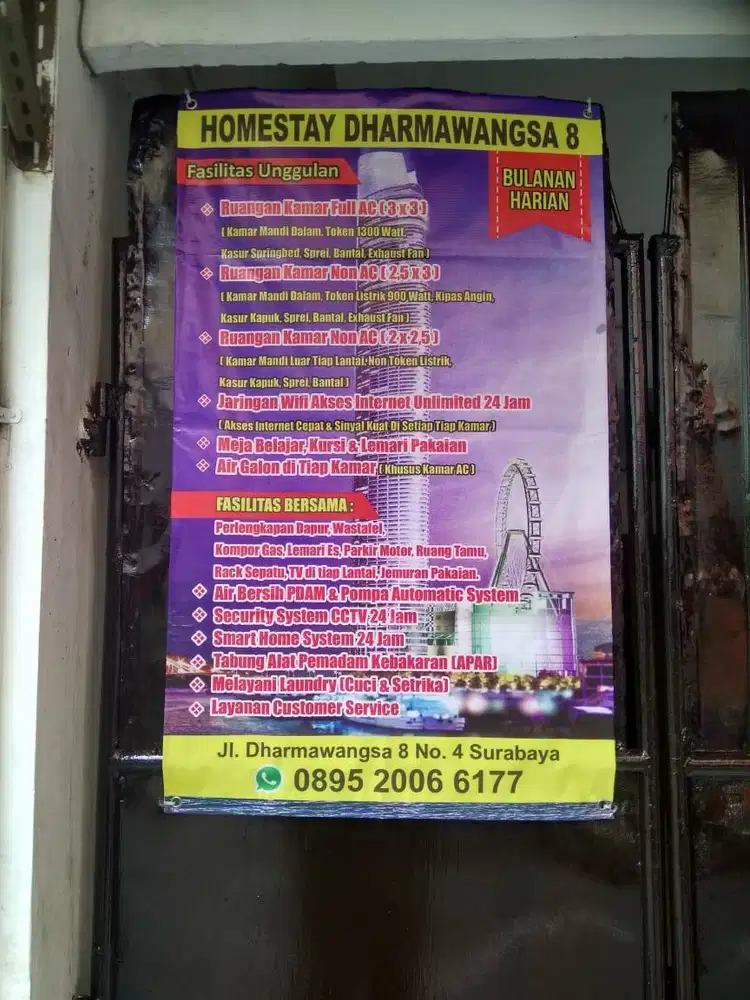 Hunian Kost Dharmawangsa G8 Strategis Nyaman Bersih Fasilitas WiFi