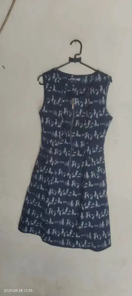 Baju dress motif jeans import Singapur,