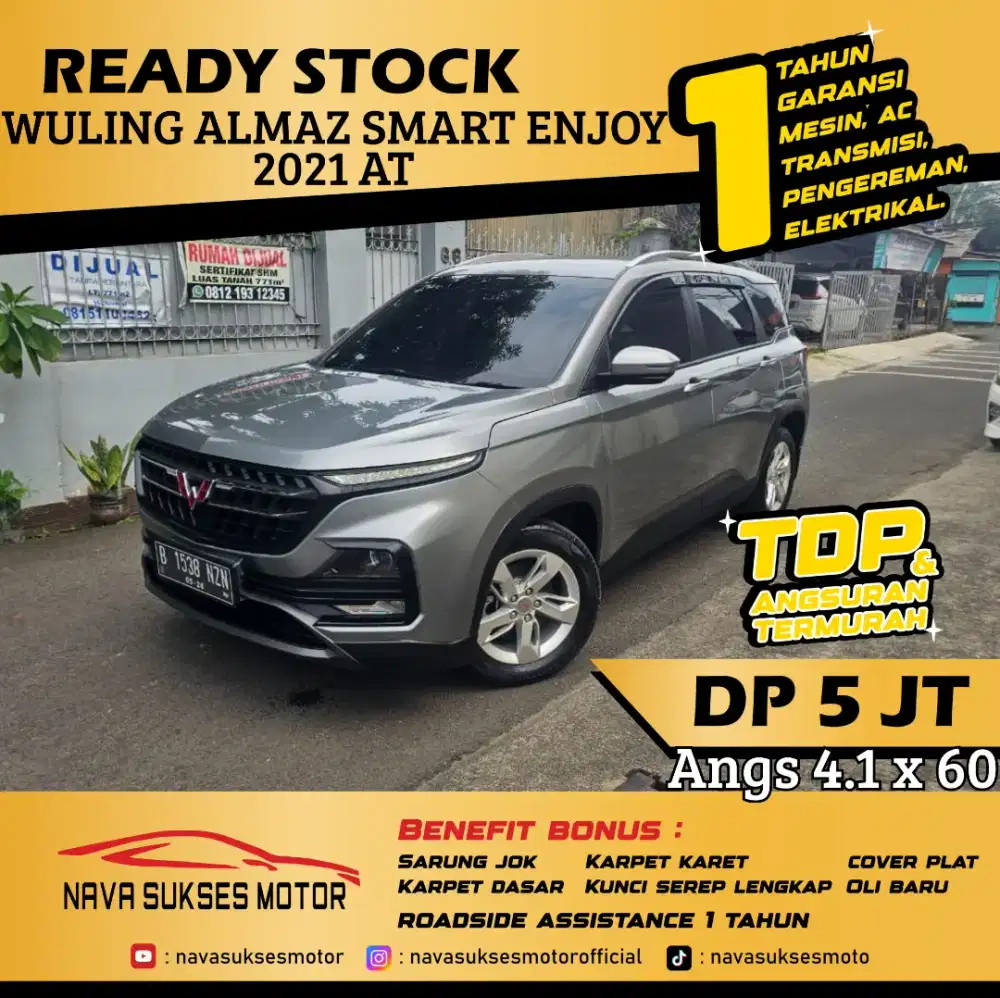 TDP 5 Jt Angs Termurah Wuling Almaz 1.5 Smart Enjoy 2021 Matic Low Km