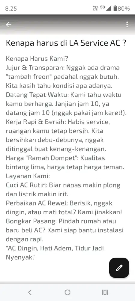 LA Service AC Solo Baru