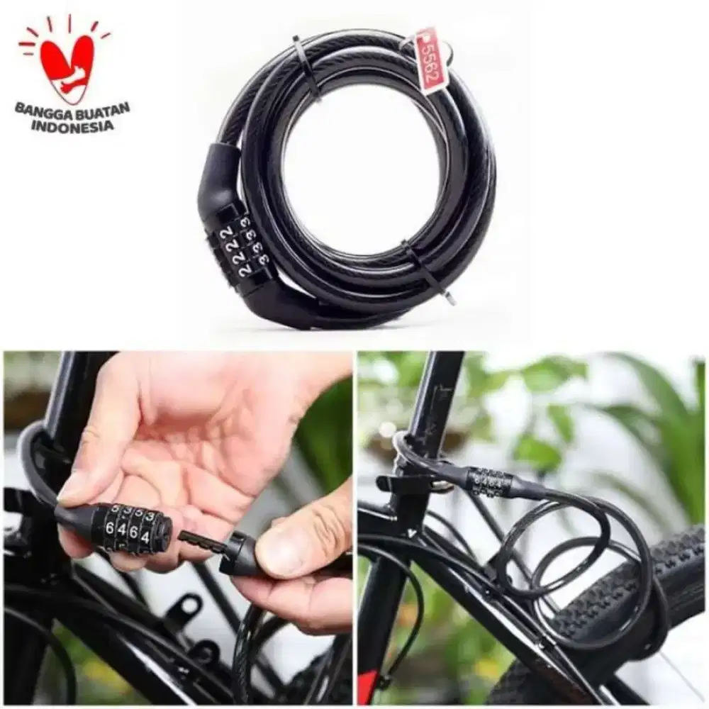 Gembok Sepeda 4 Angka 90cm Spiral