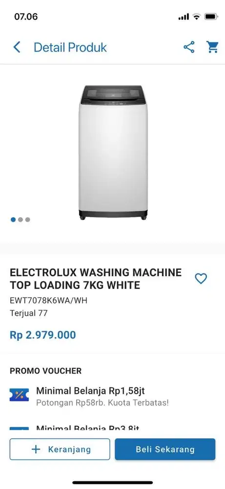 ELECTROLUX WASHING MACHINE TOP LOADING 7KG WHITE