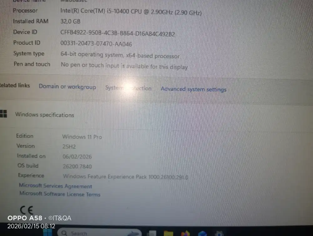 Komputer Desktop i5 Gen 10400 Ram 32GB NVME 128GB